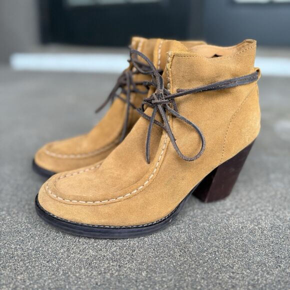 Latigo Frieda Block Heel Lace Up Booties Ankle Boots Suede Women’s 6 1/2 Boho - Picture 2 of 5